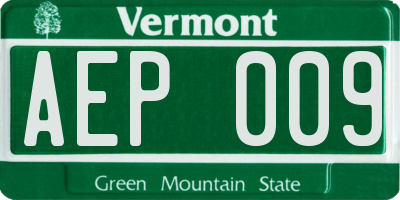 VT license plate AEP009