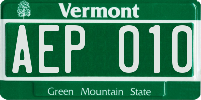 VT license plate AEP010
