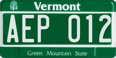 VT license plate AEP012