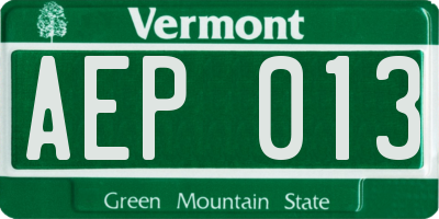 VT license plate AEP013