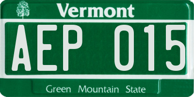 VT license plate AEP015
