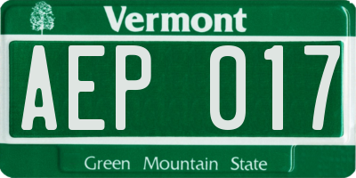VT license plate AEP017