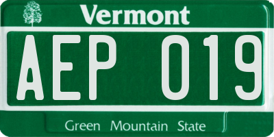 VT license plate AEP019