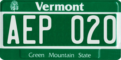 VT license plate AEP020