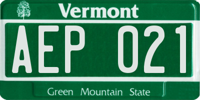 VT license plate AEP021