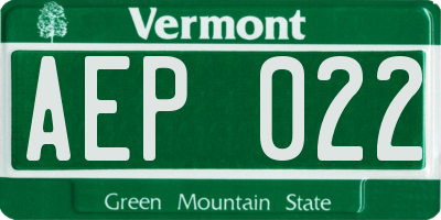 VT license plate AEP022