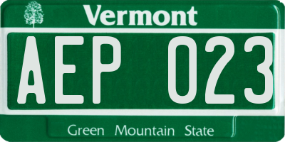 VT license plate AEP023
