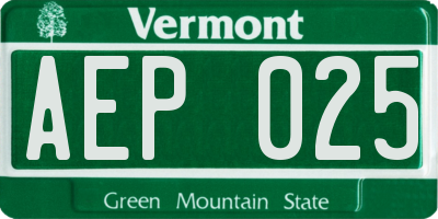 VT license plate AEP025