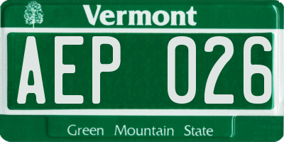 VT license plate AEP026