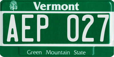 VT license plate AEP027