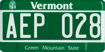 VT license plate AEP028