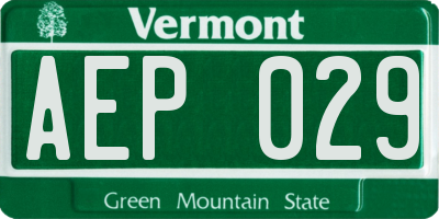 VT license plate AEP029