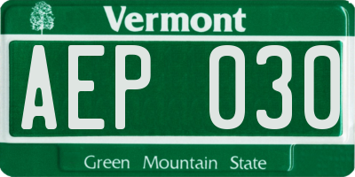 VT license plate AEP030