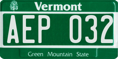 VT license plate AEP032
