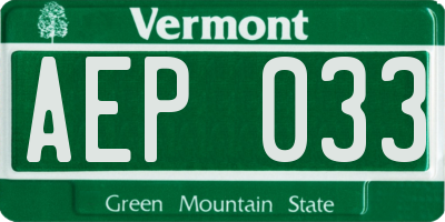 VT license plate AEP033