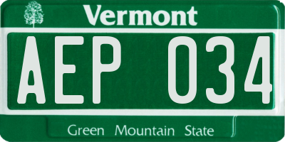 VT license plate AEP034