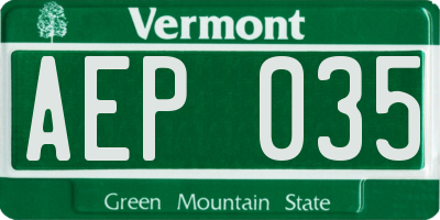VT license plate AEP035