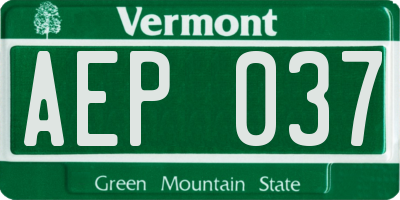 VT license plate AEP037