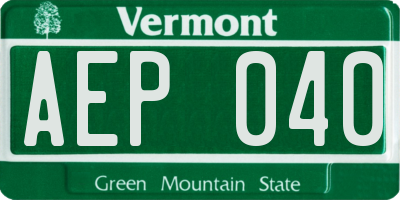 VT license plate AEP040