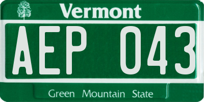 VT license plate AEP043