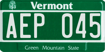 VT license plate AEP045
