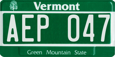 VT license plate AEP047