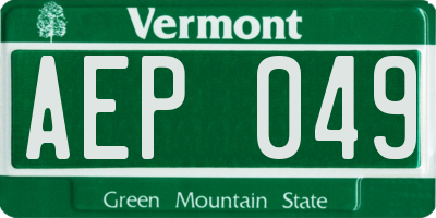 VT license plate AEP049