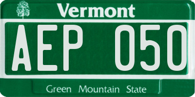 VT license plate AEP050