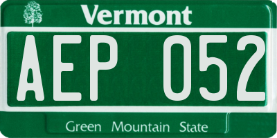 VT license plate AEP052