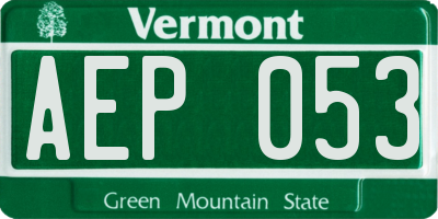 VT license plate AEP053