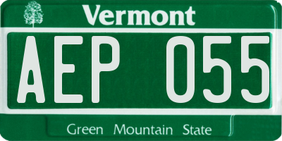 VT license plate AEP055
