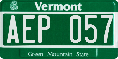 VT license plate AEP057