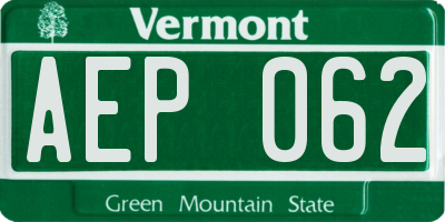 VT license plate AEP062