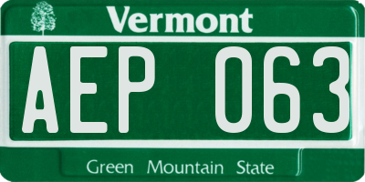 VT license plate AEP063