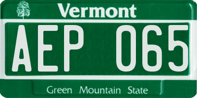 VT license plate AEP065
