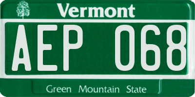 VT license plate AEP068