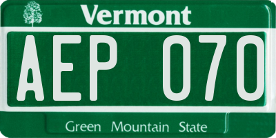 VT license plate AEP070