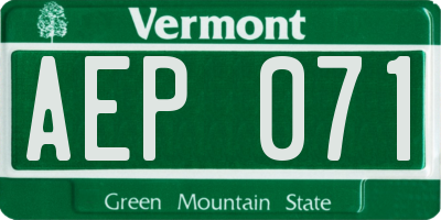 VT license plate AEP071