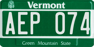 VT license plate AEP074