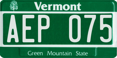 VT license plate AEP075