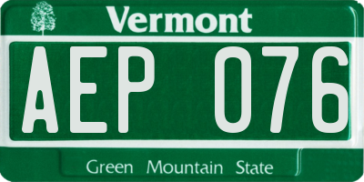 VT license plate AEP076