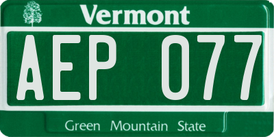 VT license plate AEP077