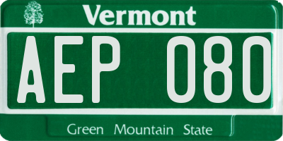 VT license plate AEP080