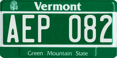 VT license plate AEP082