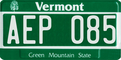 VT license plate AEP085