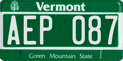 VT license plate AEP087
