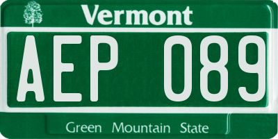 VT license plate AEP089