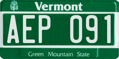 VT license plate AEP091