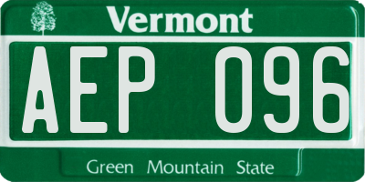 VT license plate AEP096