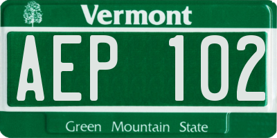 VT license plate AEP102